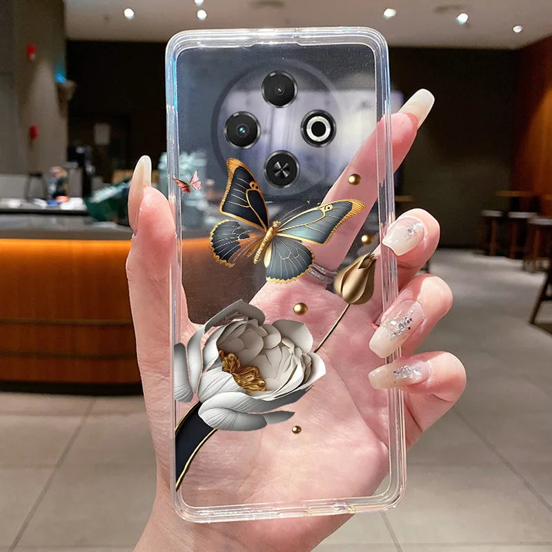 For Tecno Spark 30C Case kl5 kl5n Aesthetic Butterfly Flower Clear Soft Silicone Back Cover Techno Spark 30C Phone Case k15 k15n