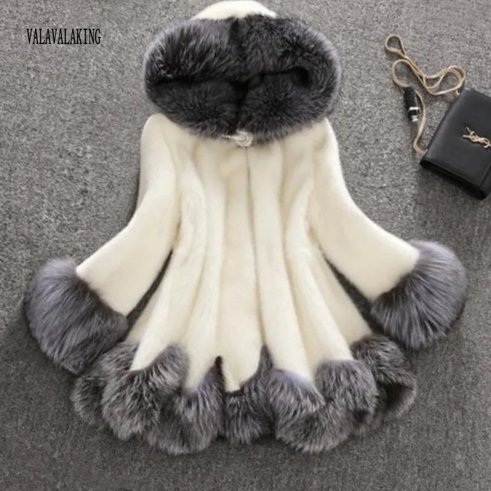 2026 Women Winter Plus Size Thick Furry Faux Fur Coat Female Hooded Long Sleeve Plush Jacket Lady Fake Fur Warm Fluffy Cardigan