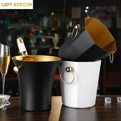 European Stainless Steel Ice Bucket Beer Red Wine Juice Drink Cooler Bar Family Party Champagne Ice Bucket Bar Wine Accessories
