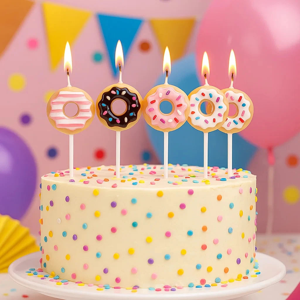 5PCS Cartoon cake candles hot selling donuts happy birthday children's party decorations romantic Valentine's Day gifts
