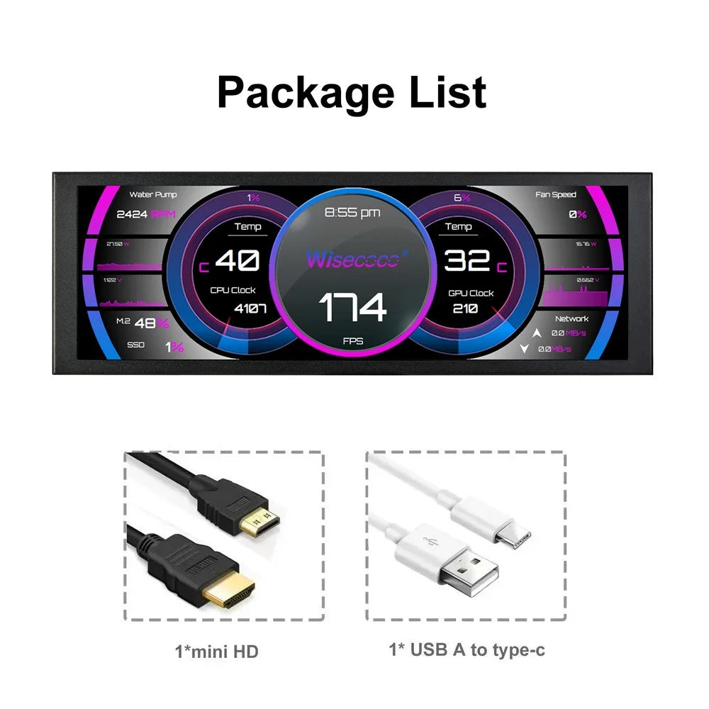 11.3/7.84/8.8 Inch Portable Monitor Long Stretched Strip Display 1920x440 IPS LCD Screen for Raspberry Pi AIDA64 PC Laptop