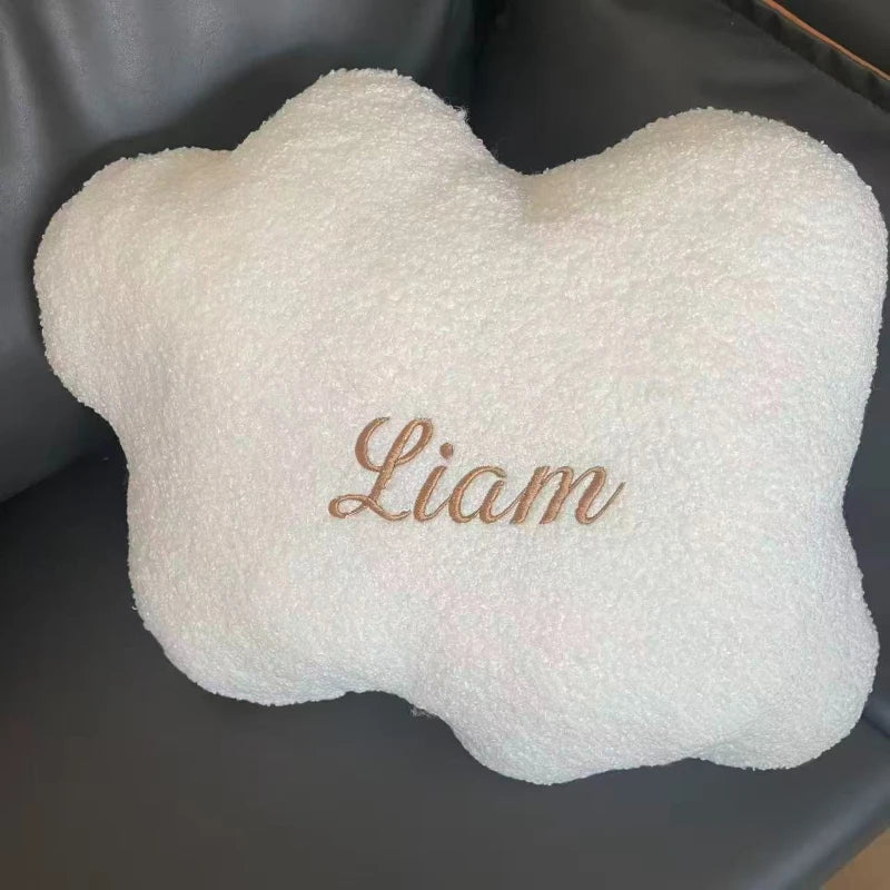 Personalized Name Lambswool Baby Pillow Cloud Shape Home Decor Sofa Decorative Cushion Throw Pillow Car Seat Chair Bed Couch
