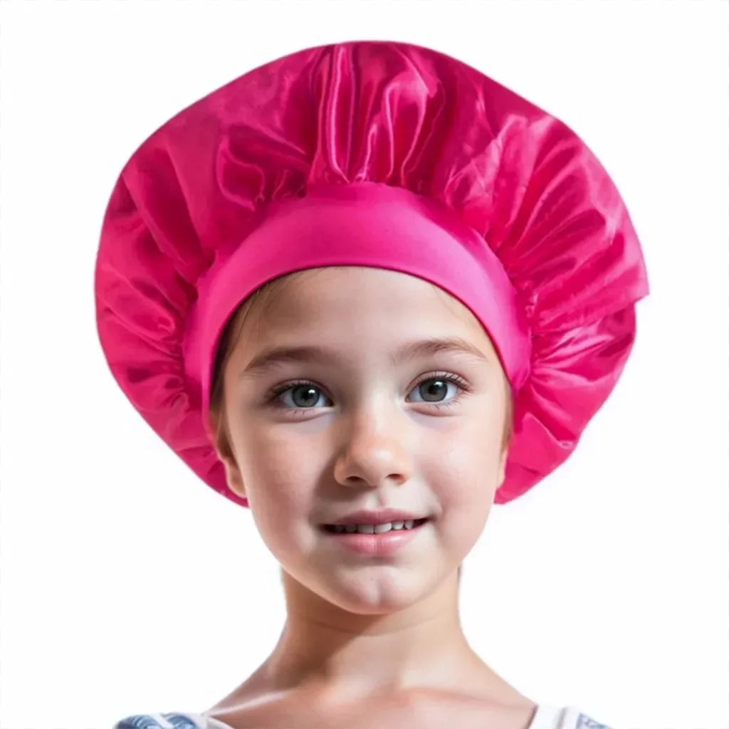 Kids Sleep Cap Satin Bonnet for Child Girls Boys Toddler Night Sleeping Hat Elastic Solid Blank Cook Beanie Soft Turban Headwear