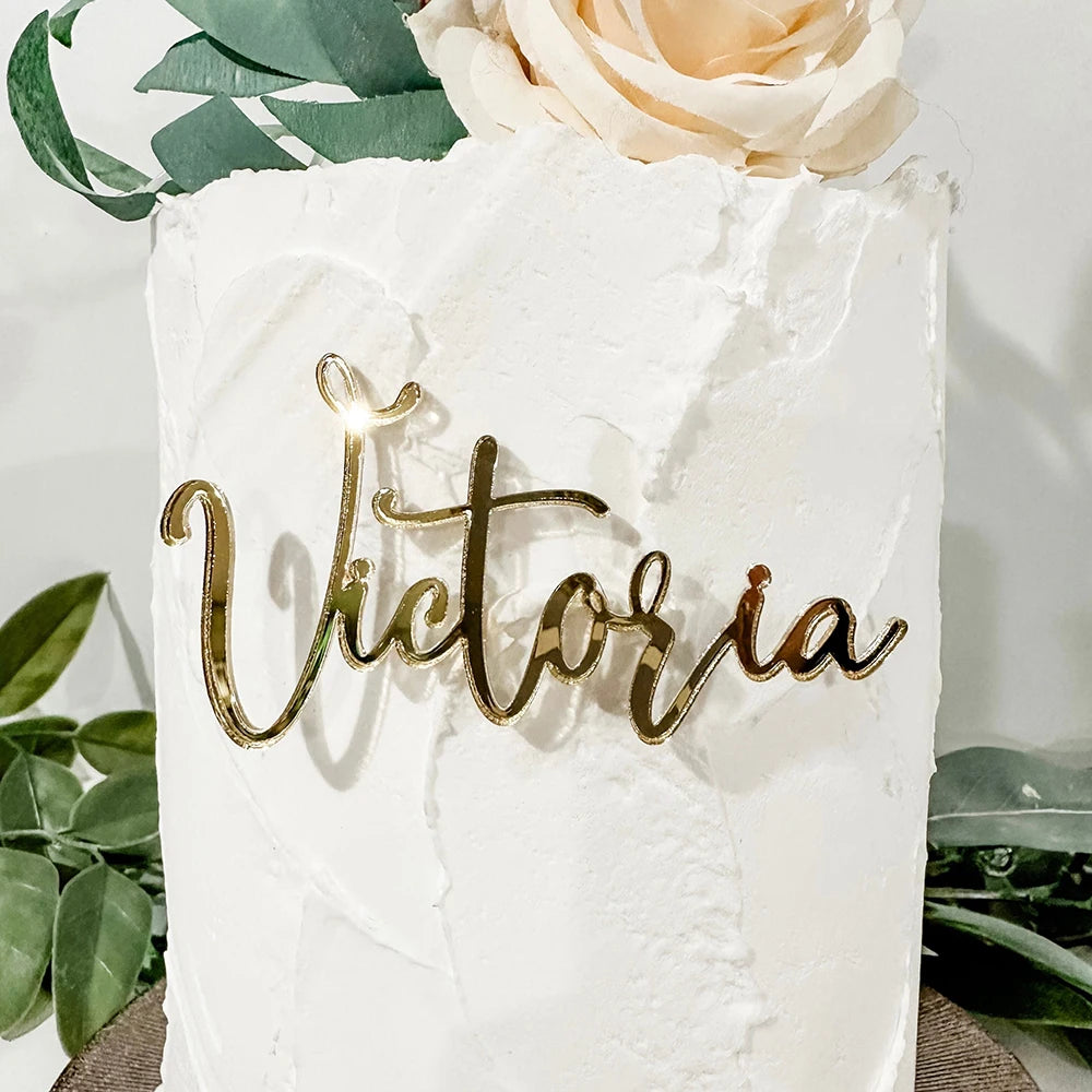 birthday cake topper customized wood cake toppers custom gold acrylic with name cake decor can be used for multi-layer cakes
