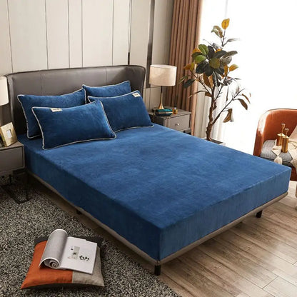 Milk fleece fitted sheet winter thickened coral fleece fitted sheet, mattress protective cover single piece, no pillowcase