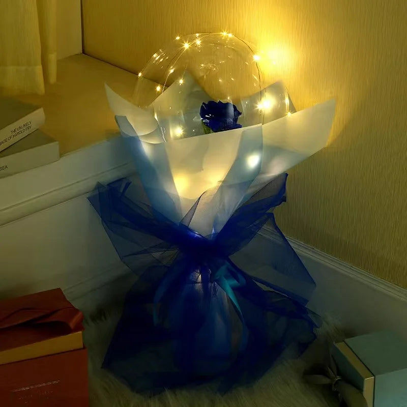 LED Luminous Balloon Rose Bouquet Light Transparent Balloons Flower for Wedding Party Valentines Day Decor Birthday Thanksgiving