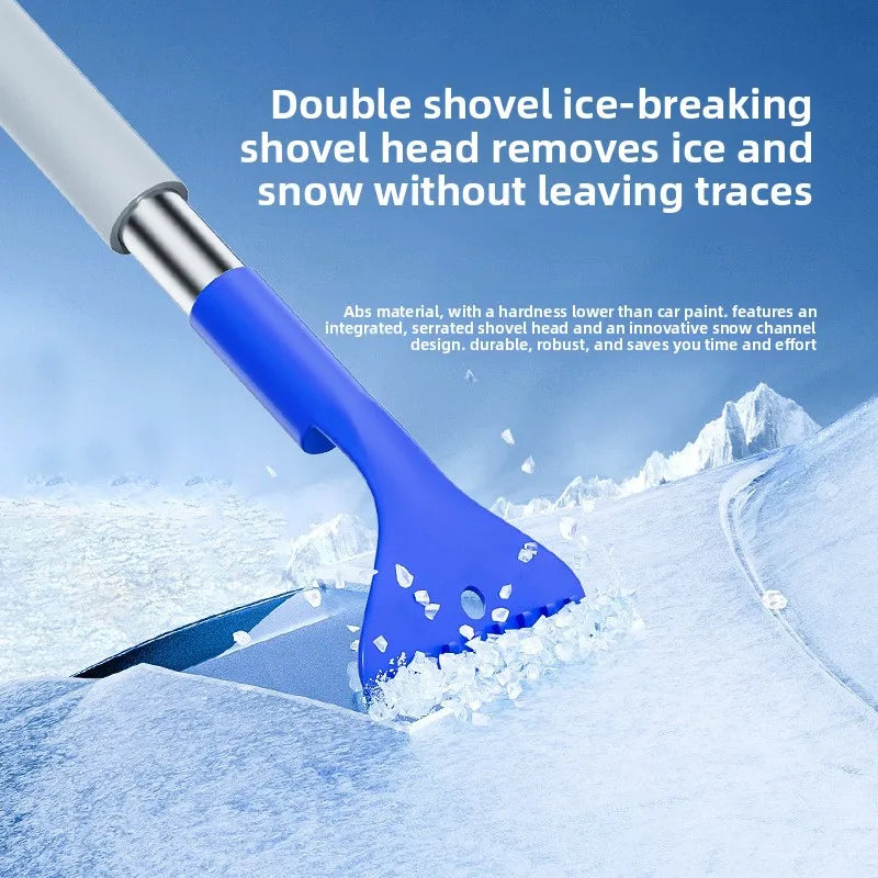 2-in-1 Car Snow Removal Brush & Ice Scraper | Multi-Functional Winter Snow Shovel with Extendable Handle | Auto Windshield Defrost Tool