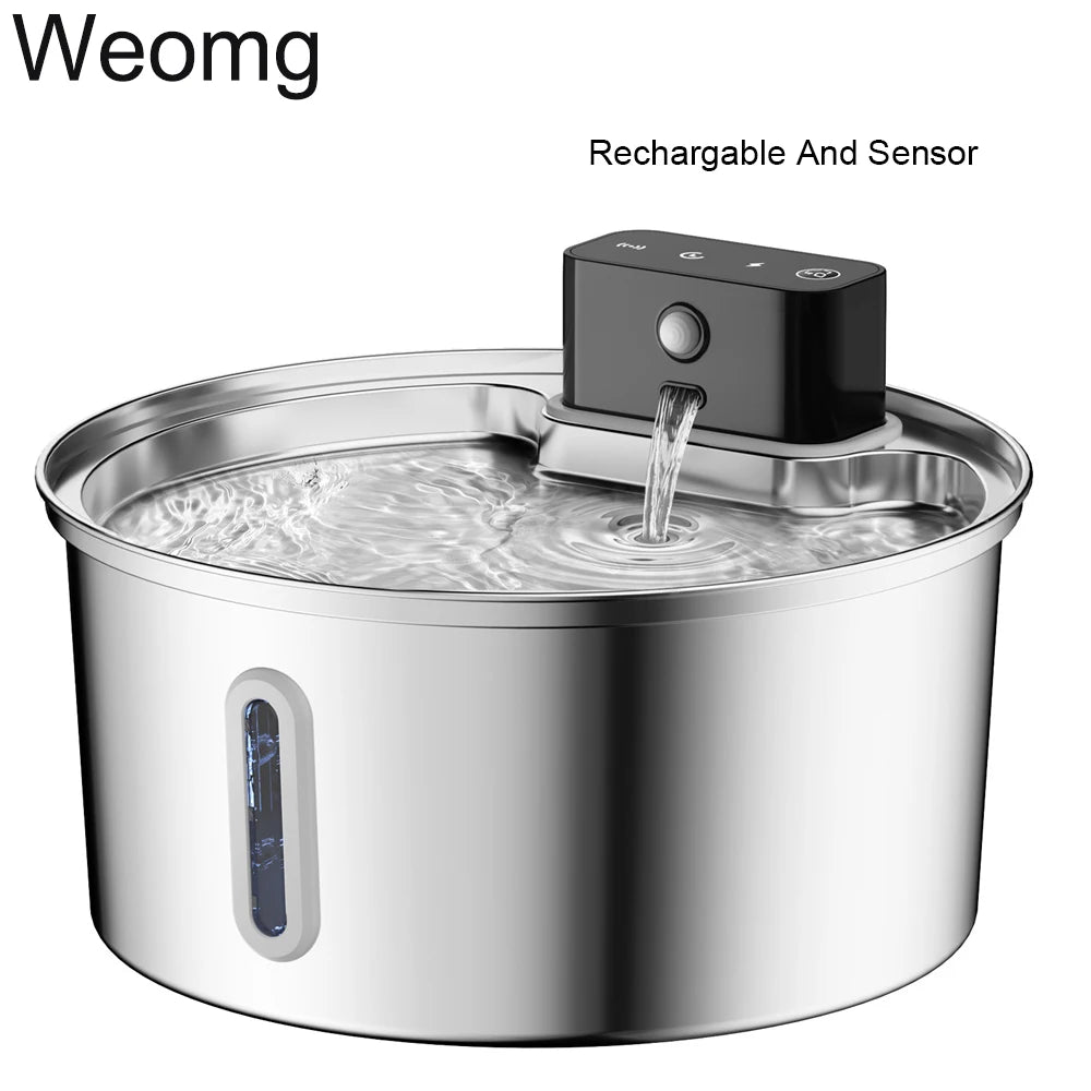 3L 5V USB Stainless Steel Wireless Recharging Sensor Auto Cat Water Drinking Fountain For Cats Dog Drinker Pet Dispenser Bowl