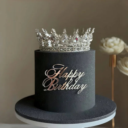Side Acrylic Happy Birthday Cake Topper New Gold Silver Kids Party Cake Toppers Dessert Decorations Baby Shower Baking Supplies