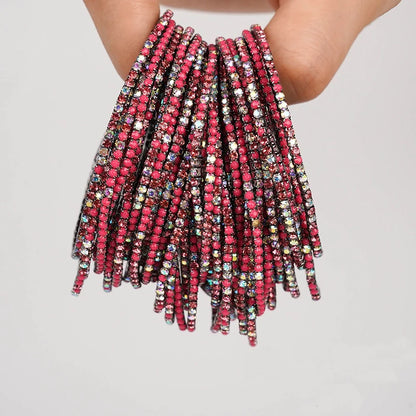 5pcs Fashion Colorful Acrylic Crystal Rhinestone Elastic Bracelet for
