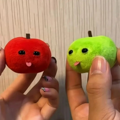 Abstract Tongue Out Apple Funny Plush Doll Keychain Backpack Pendant Creative Fruit Keyring Accessories Gift for Friends Couple
