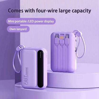 Lenovo 4 Built-in Type C Cables Mini Fast Charging 500000mAh Power Bank Compatible With iPhone Samsung Android Smart Mobiles