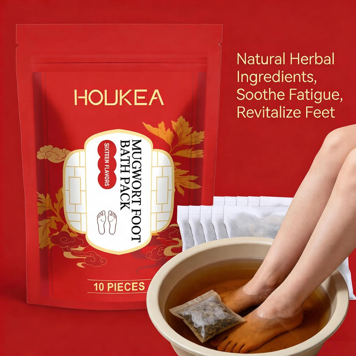 Mugwort Foot Bath Pack Foot Comfort Improve Sleep Quality Daily Gentle Cleaning Moisturize Herbal Ingredients Care Foot Bath Bag