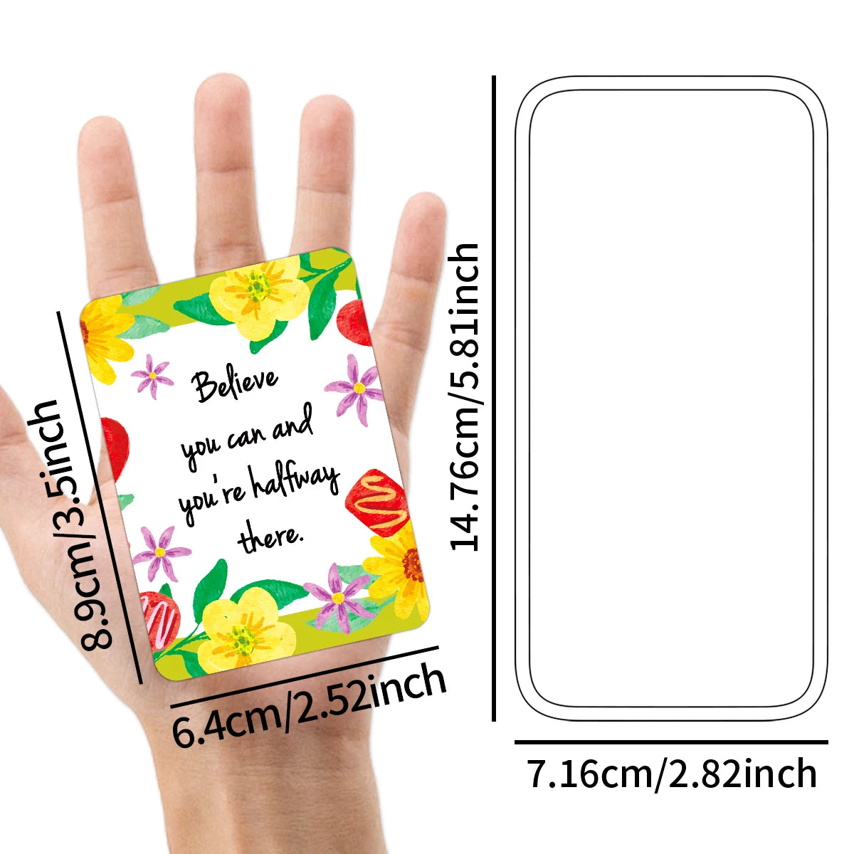 50pcs Uplifting Positive Affirmation Cards, Mini Note Card for Lunch Box, Colorful Motivational Cards with Inspirational Quotes