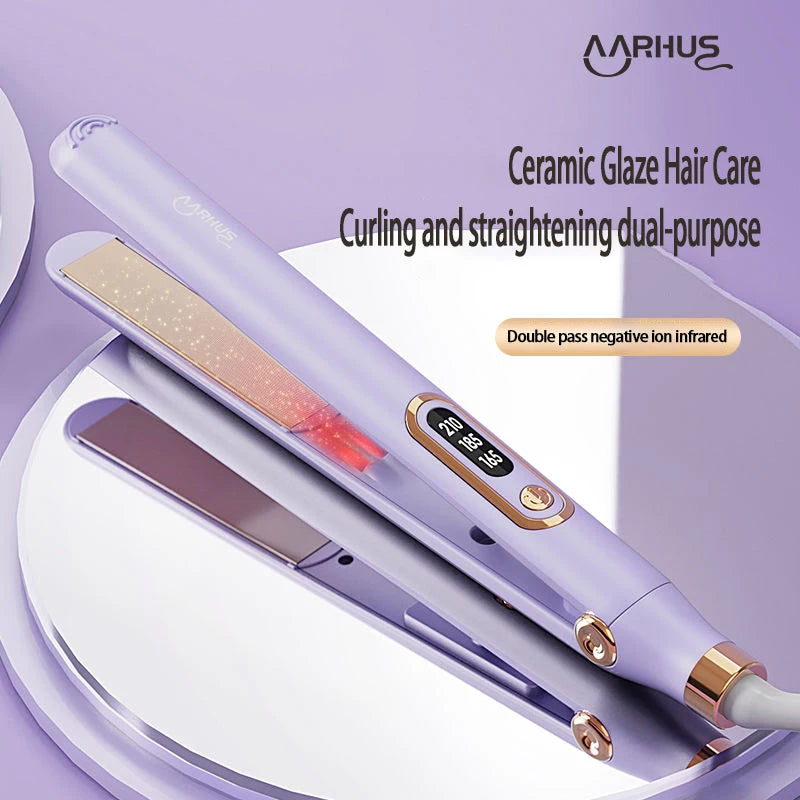 Professional Safe Hair Straightener Curler 2 In 1, 10 Seconds Fast Heating Hair Plate, High Quality Hair Styling Tools