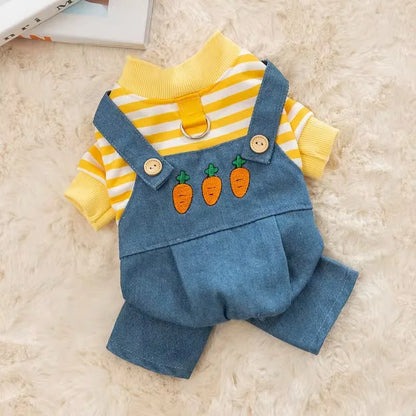 Striped Dog Romper Jumpsuit | Luxury Puppy Costume Sweatshirt | Chihuahua & French Bulldog Outfit