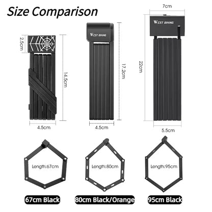 WEST BIKING Foldable Bike Lock Portable Anti-Theft Security Folding Padlock for MTB Road Bike E-bike Scooter Bicycle Accessories