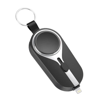 Mini Emergency Keychain Power Bank 2-in-1 Wireless Charging Watch Mobile Power Supply for Apple Watch and iPhone Xiaomi Samsung