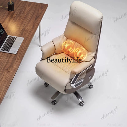 First layer cowhide electric boss chair ergonomic office chair waist support with pedal computer chair