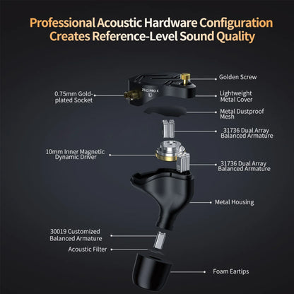 KZ ZS12 PRO X in Ear Monitor IEM Headphones 1DD 5BA Hybrid Wired Gaming Earbuds HiFi Earphones with 2PIN Cable Tunable Full Metal IEM
