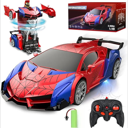 2.4GHz Deformable Spider RC Car - Cool Robot Car with Stunts, Rechargeable Battery & LED Lights, Gift for Kids 3+