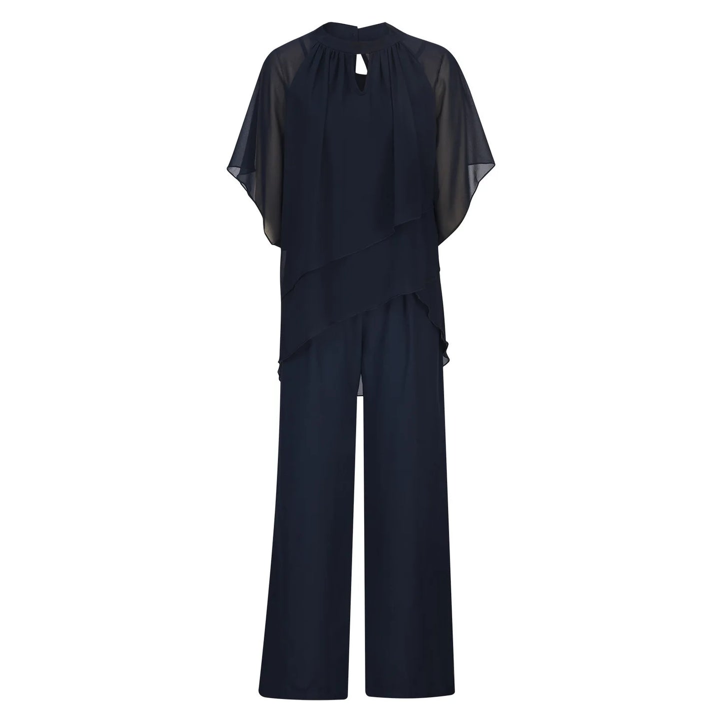 Spring Summer Women's 2-piece Set Ruffled Pullover Shirt Straight Pants Office Luxury Commuting Fashion Simple Irregular Sets
