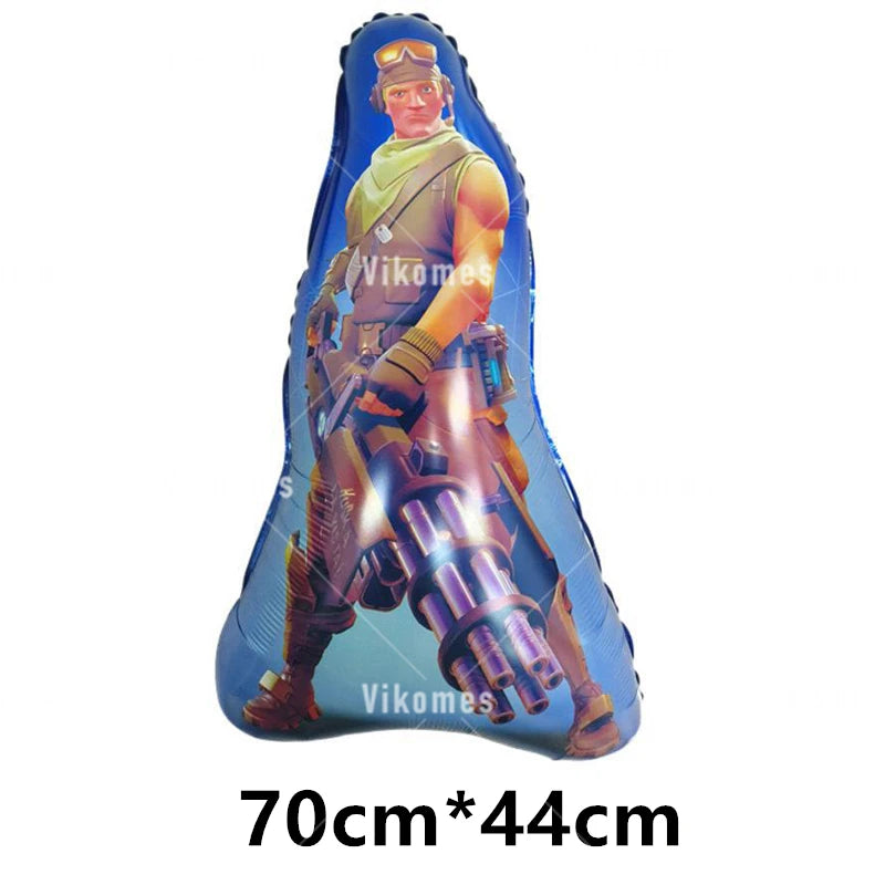 Fortnite Balloons Happy Birthday Banner Shooting Game Party Decoration Alpaca Llama Disposable Tableware Background Cake Topper