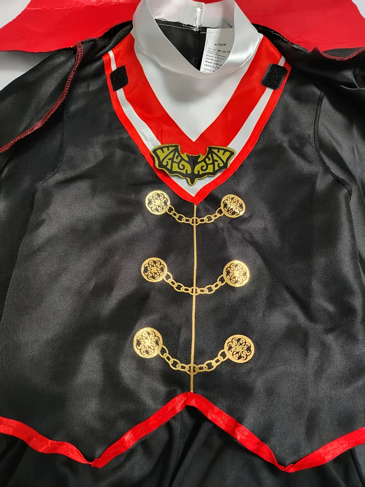 Boys vampire themed costume set including stand collar cape, decorated waistcoat and long trousers, classic gothic outfit for Halloween fancy dress and party performance