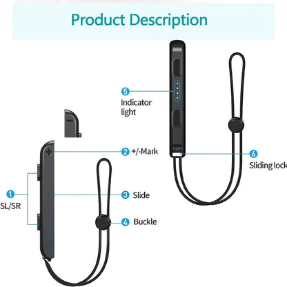 GAMINJA 2Pcs Gamepad Wrist Strap For Switch Joycon Replacement Joy Con Controller Wrist Strap Lanyard Built in aluminum alloy