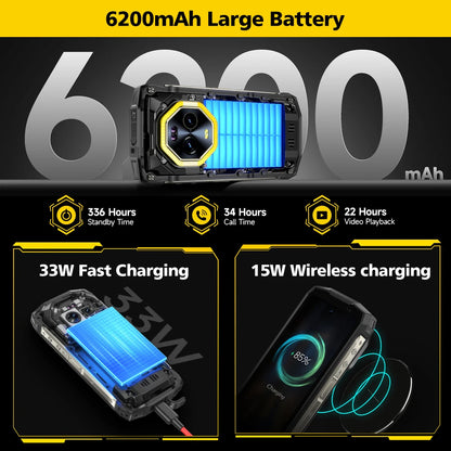 Ulefone Armor Mini 20 Pro 5G 4.7' Rugged Phone 64MP Night Camera 6200mAh Smartphone LED Light 16+256GB Android 14 Mobile Phone
