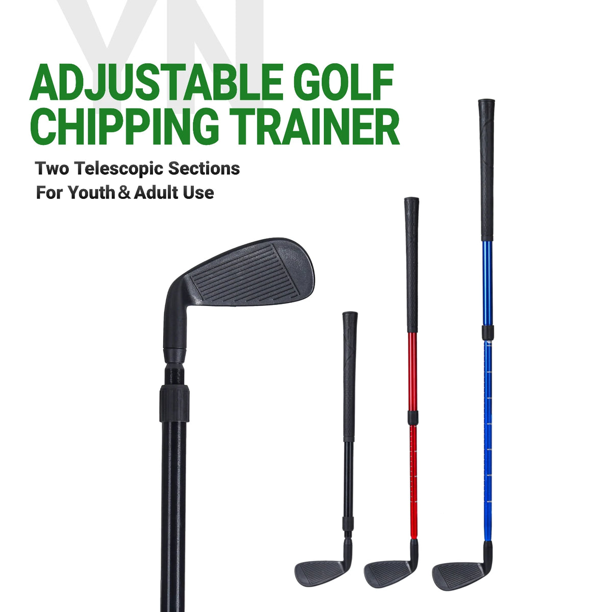 Adjustable Golf Chipping Trainer Golf Clubs 22-37" - Lightweight ABS Clubhead for Beginners, 3 Color Options, Youth & Adult Use