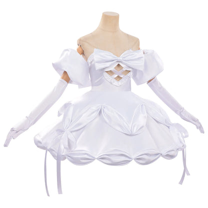 Anime Zombie Stage Sua Cosplay Costume Wig Alien Stage White Dress Socks Bow Tie Headscarf Outfit Halloween Party Role Play