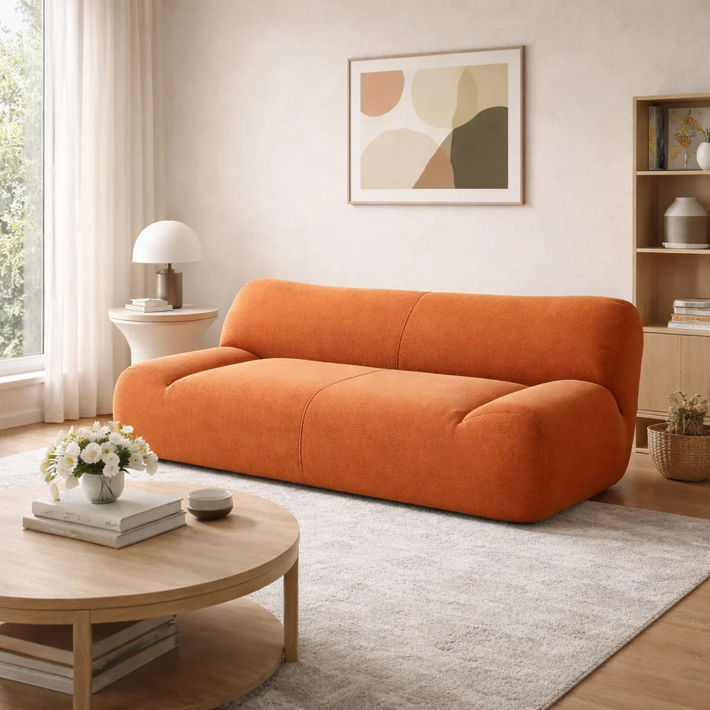 #Modern L Shape Sectional Sofa Cream White Fabric Deep Seat Cloud Modular Living Room Sofa Luxury Nordic Style Home Sofa Set