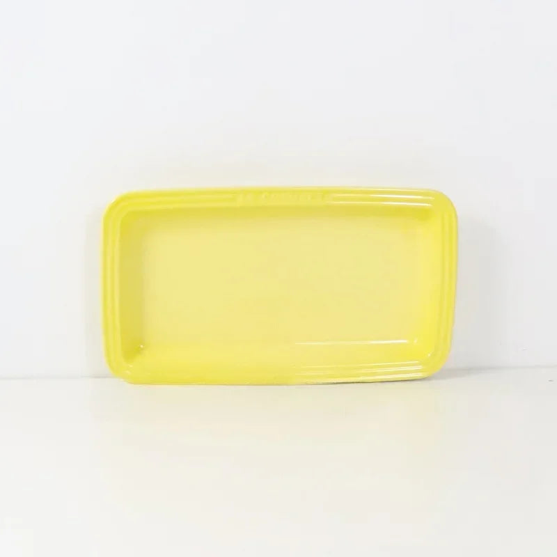 Le Creuset Rectangular Ceramic Plate Dim Sum Dessert Antipasto Dish Japanese Style Handmade Gradient Color Chinese Cuisine