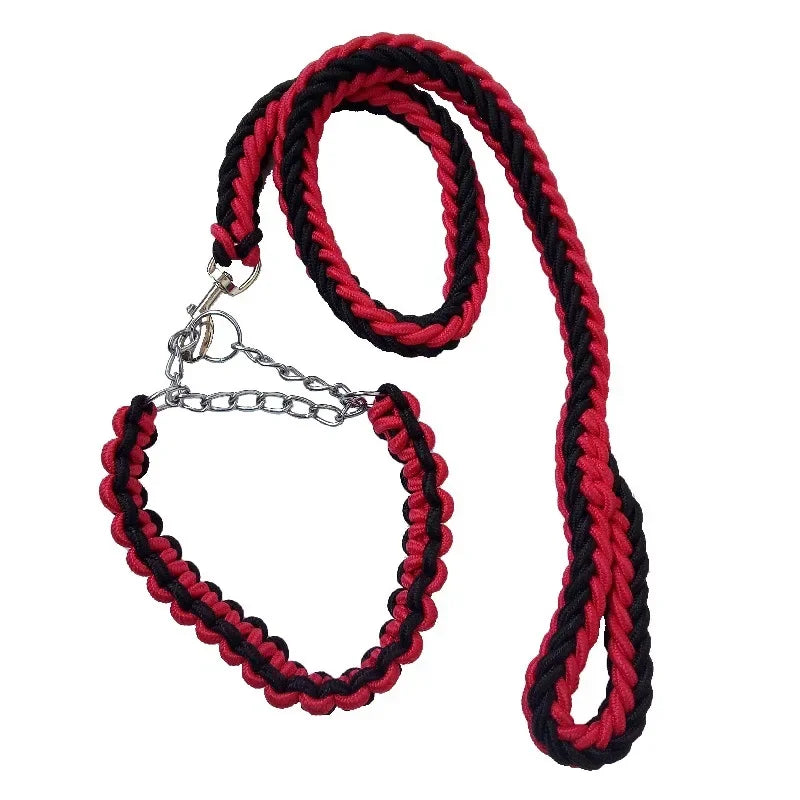 Dog Leash with P Chain Collar Traction Rope Dog Lead for Smal Large and Medium Dogs