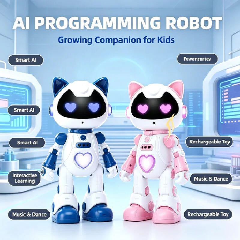 New Rc Intelligent Robot Cat Toy Gesture‑Control Programmable Robotic Pet With Mist Spray Led Light Sing Dance Play Piano Slidin