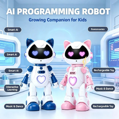 New Rc Intelligent Robot Cat Toy Gesture‑Control Programmable Robotic Pet With Mist Spray Led Light Sing Dance Play Piano Slidin