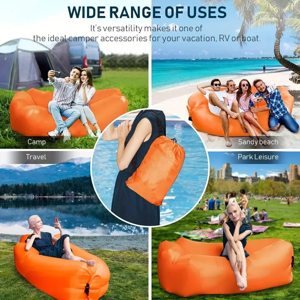 Lazy Foldable Portable Inflatable Lounger Comfort Camping Inflatable Sofa Outdoor Waterproof Air Mattress Beach LeisureFurniture