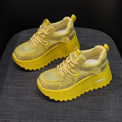GKTINOO Hollow Sandals Rhinestones Fashion Lightweight Luxury Women Chunky Sneakers Female Summer Height Increasing Ladies Shoes