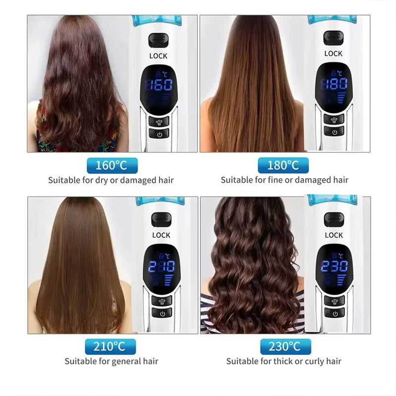 Professional wet and dry hair straightening comb steam spray hair straightening splint portable steam hair straightener