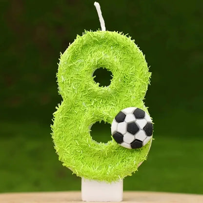 New 0-9 Number Birthday Candles Original Green Silk Football Birthday Cake Digital Party Anniversary Candle