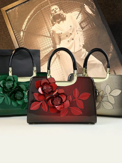 Unique Personality Floral Handbag Women's Crossbody Tote Bag Business Commuting Medium Hardness Polyester  Zipper Closure
