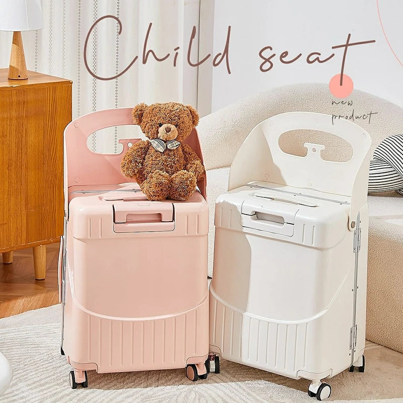 New baby mother travel luggage high appearance level parent-child suitcase trolley case carry on children can seat ride suitcase