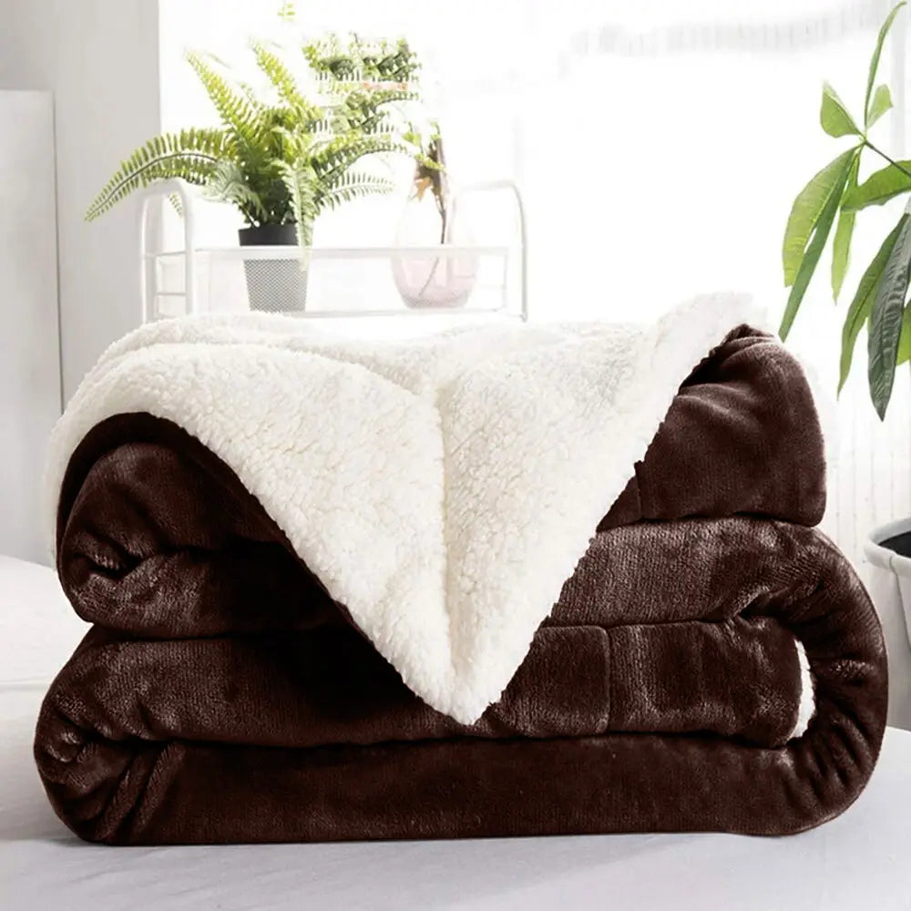 Multi-size Warm Thickening Fleece Blanket Reversible Soft Fluffy Home Company Large Bed Double-layer Throw Blankets Gift