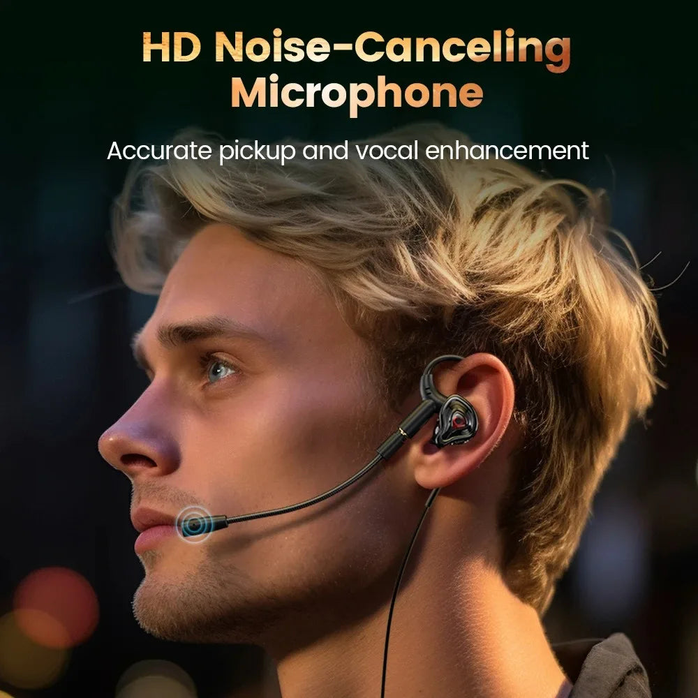 EARDECO Gaming Earbuds HD Mic Wired Headphones Bass HIFI Wired Earphone Headphone Headset Earhook Auriculares Noise Reduction