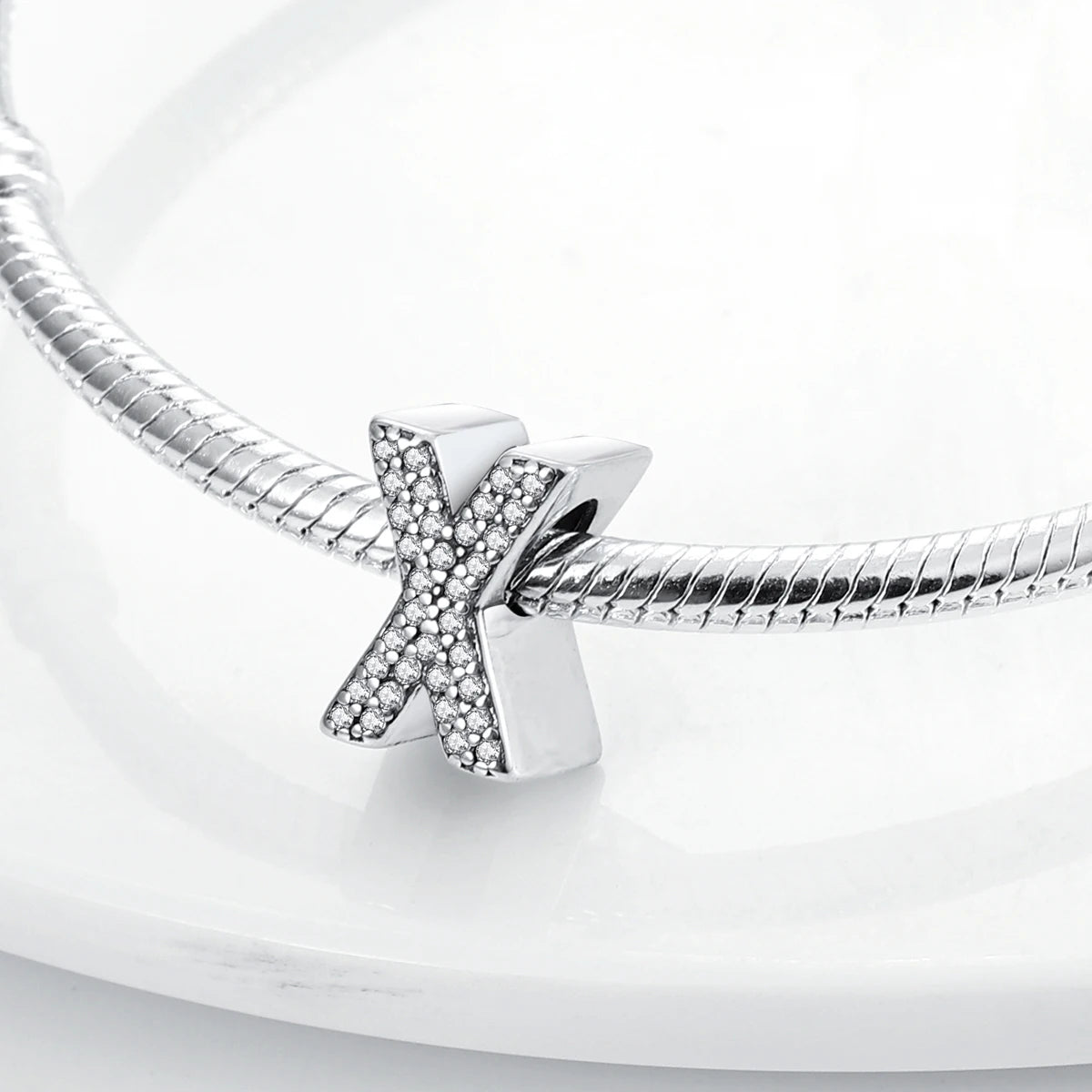 Fit Original Bangle Bracelet DIY A-Z Alphabet Charms Bead 925 Sterling Silver CZ Zircon LOVE Letter Dangle Pendant Jewelry Gift