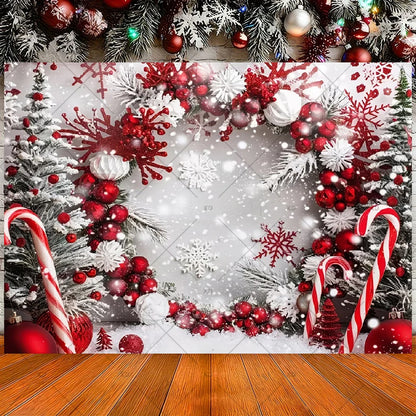 Winter Christmas Candy Vine Arch Theme Banner Background, Children's Birthday Party, Home Decoration Photography Backdrop Cloth