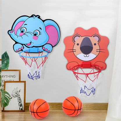 Kids Basketball Hoop Kit Cartoon Creative Animals Basketball Stand Outdoor Indoor Game Sport Play Toys Children Kids Basketball