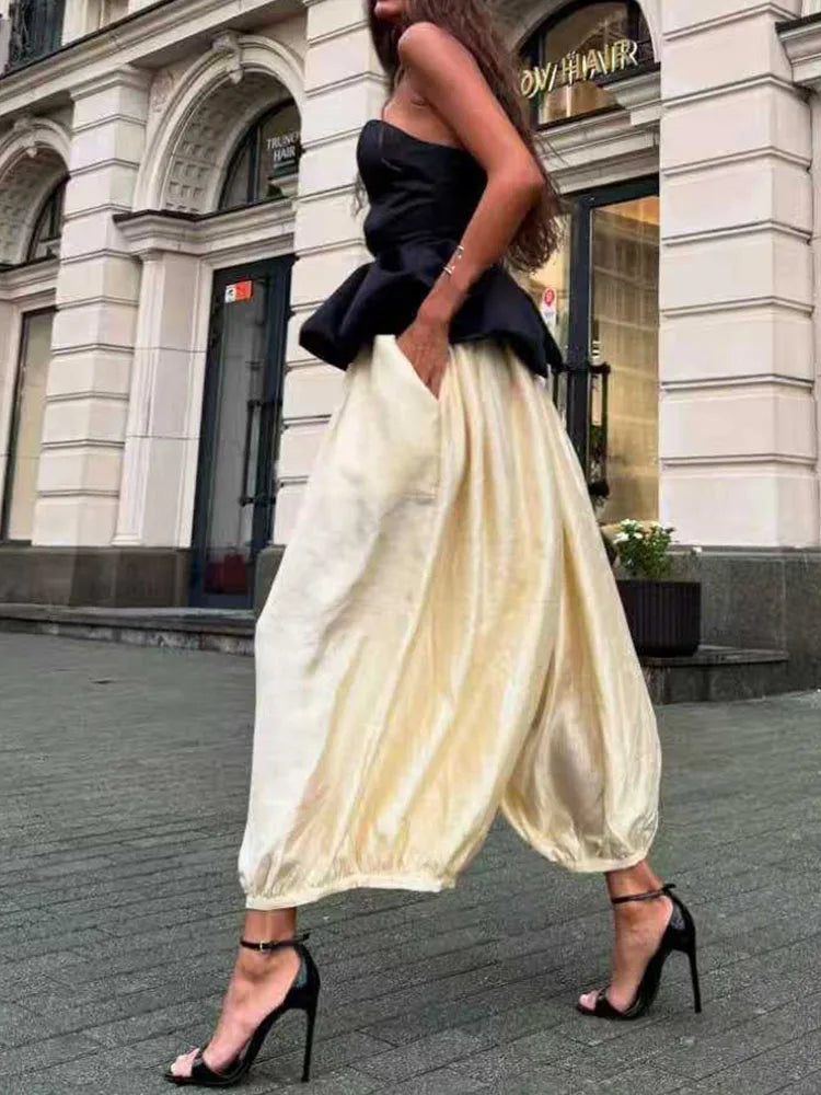New Summer Off Shoulder Slim Fit Party Suit Elegant Temperament Solid Outfit Ladies Sexy Strapless Top And Pants Two Piece Set
