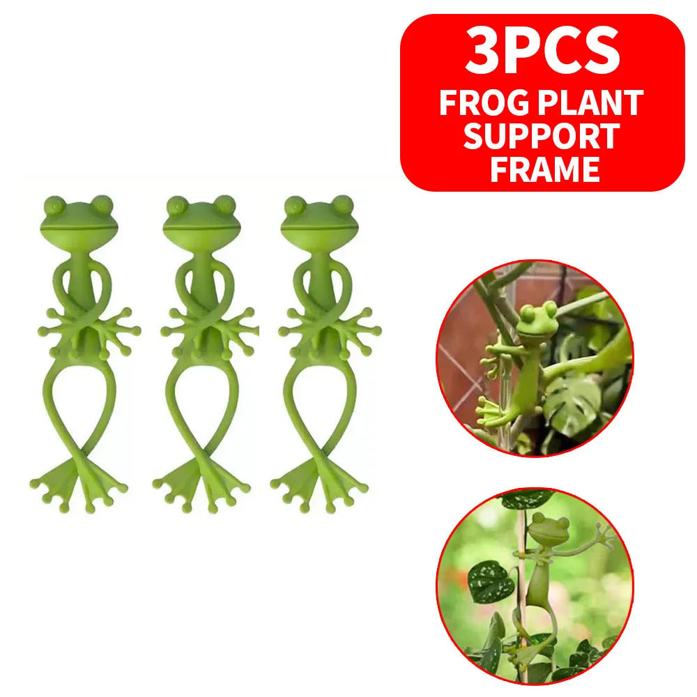 6 pieces, 3 pieces, and 1 piece of green frog plant support and fixture, suitable for indoor and outdoor garden stem growth plan